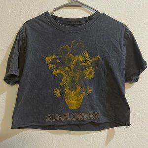 Dark Wash Sunflower Cropped Graphic T-shirt